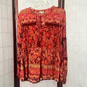 NOSTALGIA BOHO TASSEL BABYDOLL TOP SIZE S
